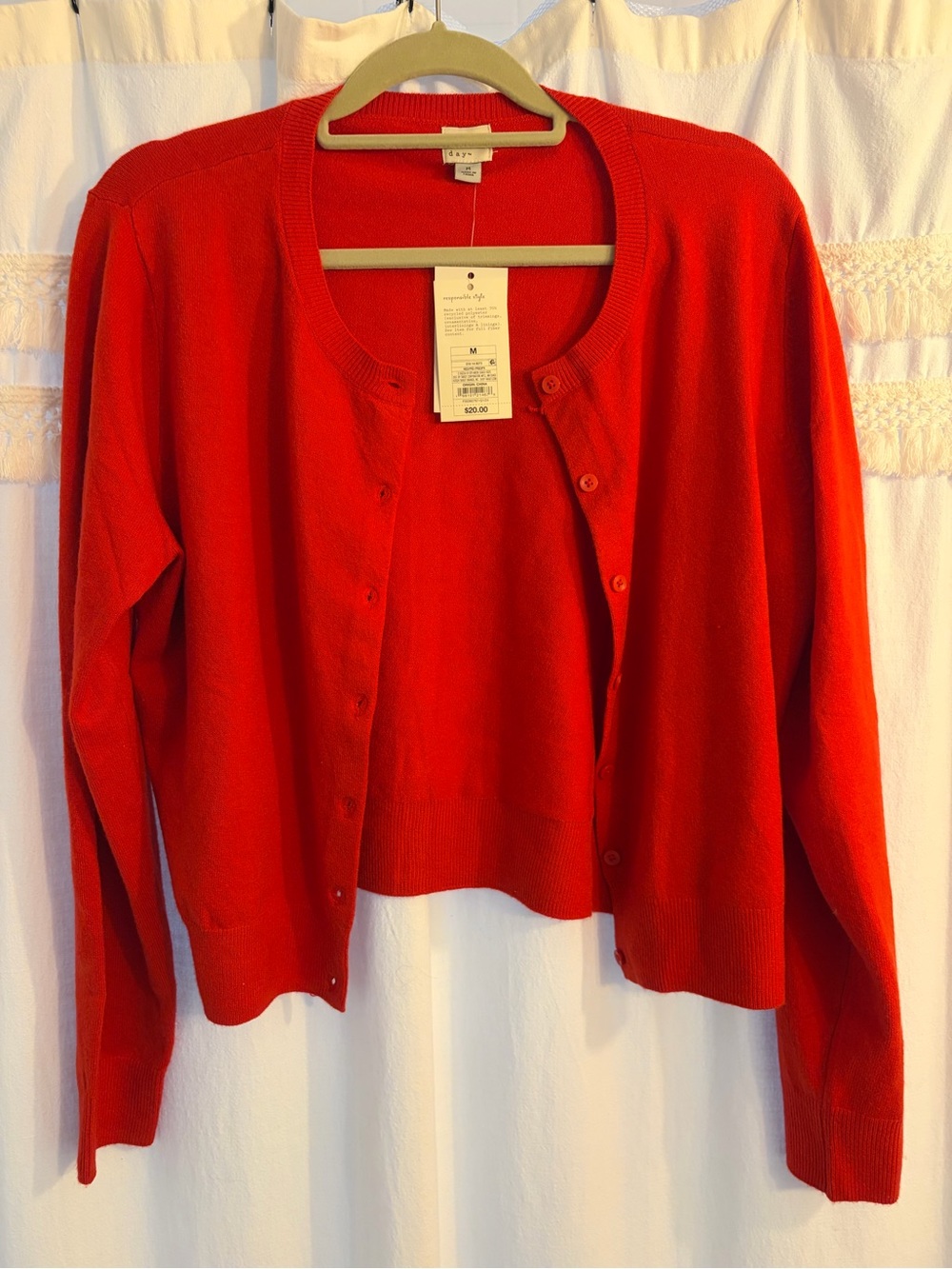 a new day Red Button-Front Crewneck Cardigan Sweater